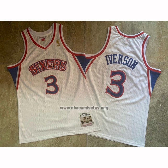 Camiseta Philadelphia 76ers Allen Iverson NO 3 Mitchell & Ness 1996-97 Blanco